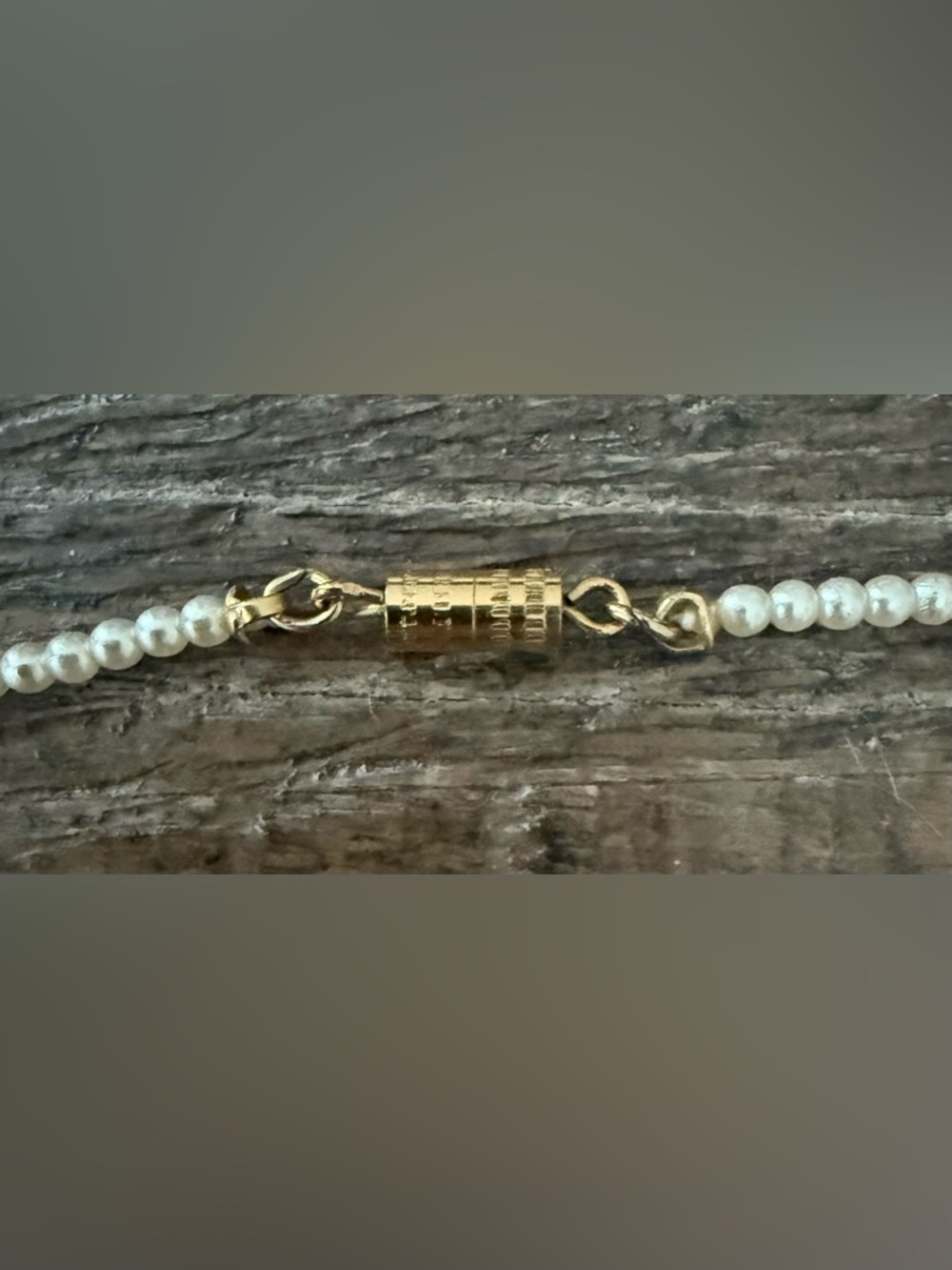 1928 Faux Pearl Dainty Necklace with Pink Rose Ceramic Pendant Victorian Revival - Picture 7 of 10